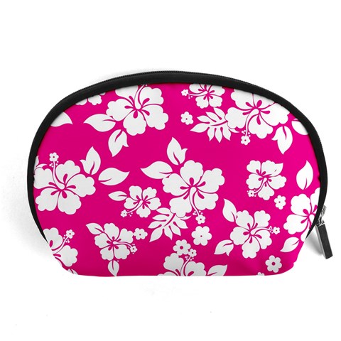 Pink Hawaiian Flowers Accessory Pouch (Large) from ArtsNow.com Front