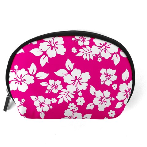 Pink Hawaiian Flowers Accessory Pouch (Large) from ArtsNow.com Back