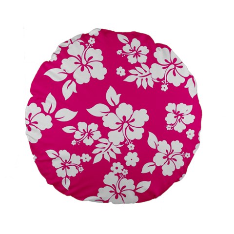 Pink Hawaiian Flowers Standard 15  Premium Flano Round Cushion  from ArtsNow.com Back