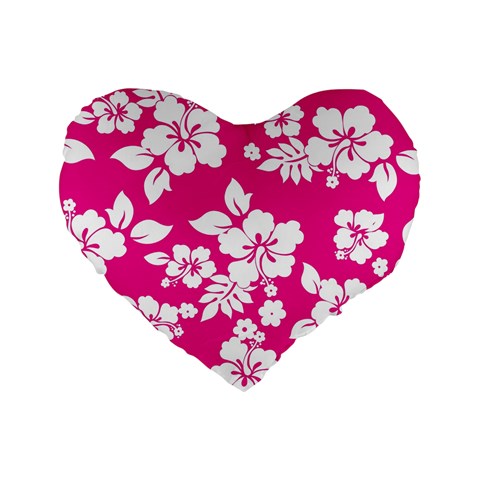 Pink Hawaiian Flowers Standard 16  Premium Flano Heart Shape Cushion  from ArtsNow.com Front