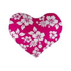 Pink Hawaiian Flowers Standard 16  Premium Flano Heart Shape Cushion  from ArtsNow.com Front