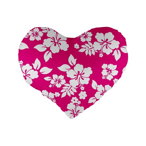 Pink Hawaiian Flowers Standard 16  Premium Flano Heart Shape Cushion  from ArtsNow.com Back