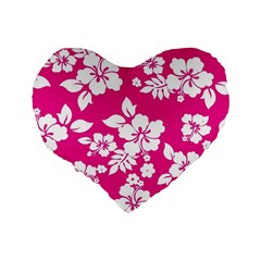 Pink Hawaiian Flowers Standard 16  Premium Flano Heart Shape Cushion  from ArtsNow.com Back