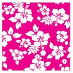 Pink Hawaiian Flowers Large Satin Scarf (Square)