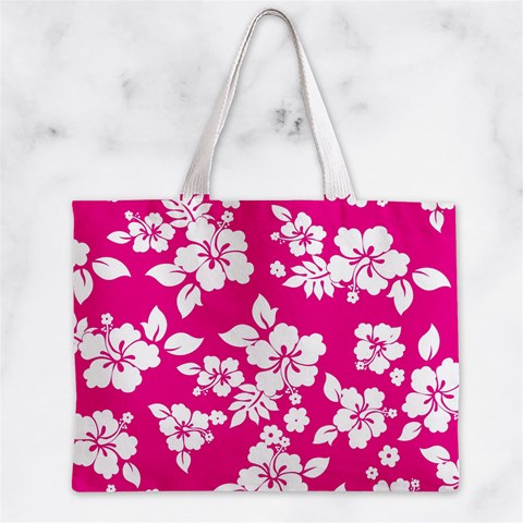 Pink Hawaiian Flowers Zipper Mini Tote Bag from ArtsNow.com Front