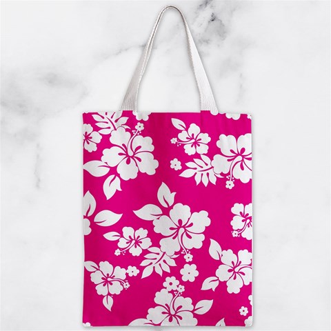 Pink Hawaiian Flowers Zipper Classic Tote Bag from ArtsNow.com Front