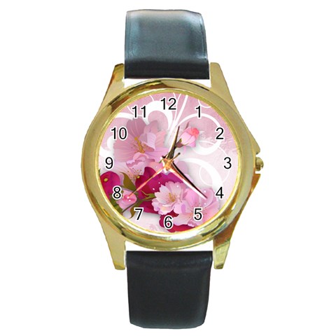 Design Art (design 19) Round Gold Metal Watch from ArtsNow.com Front