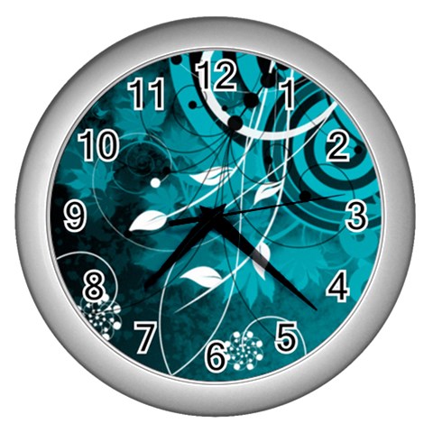 Design Art (design 15) Wall Clock (Silver) from ArtsNow.com Front