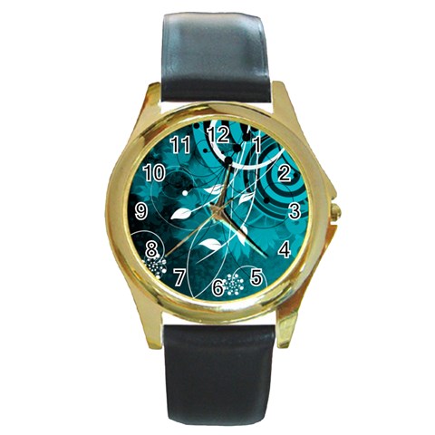 Design Art (design 15) Round Gold Metal Watch from ArtsNow.com Front