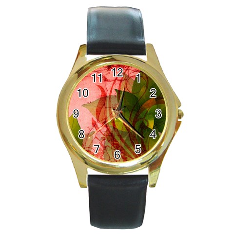 Design Art (design 14) Round Gold Metal Watch from ArtsNow.com Front