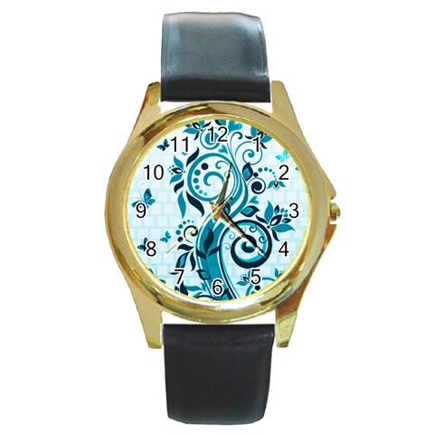 Design Art (design 13) Round Gold Metal Watch from ArtsNow.com Front