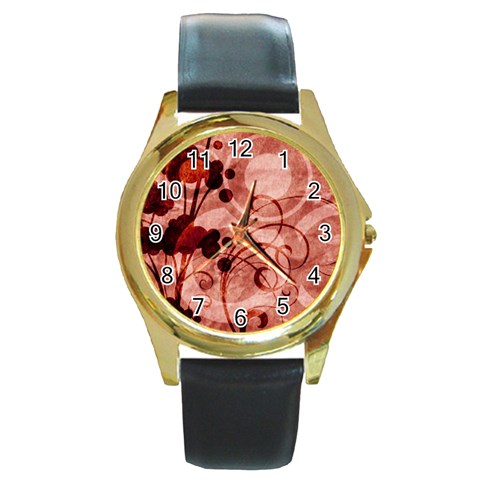 Design Art (design 10) Round Gold Metal Watch from ArtsNow.com Front