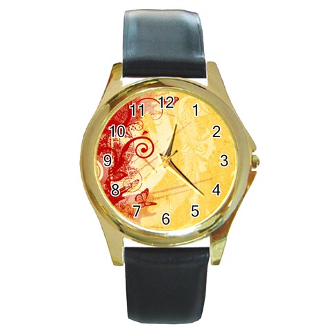 Design Art (design 6) Round Gold Metal Watch from ArtsNow.com Front