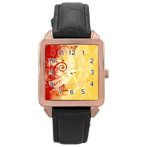 Design Art (design 6) Rose Gold Leather Watch  from ArtsNow.com Front