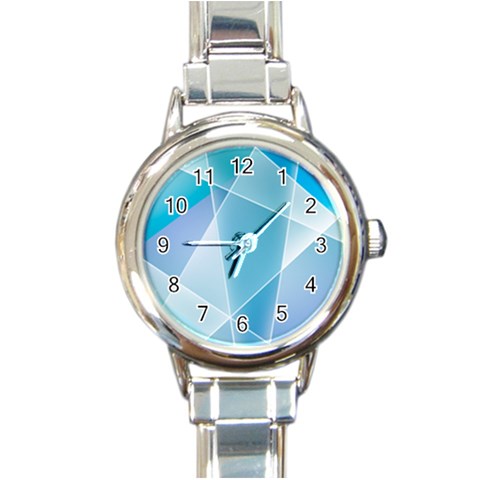 Blue Lights Round Italian Charm Watch from ArtsNow.com Front