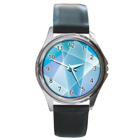 Blue Lights Round Metal Watch from ArtsNow.com Front