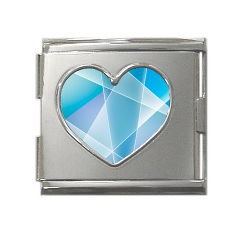 Blue Lights Mega Link Heart Italian Charm (18mm) from ArtsNow.com Front