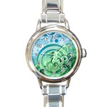 Blue Green Circle Design Round Italian Charm Watch