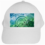 Blue Green Circle Design White Cap