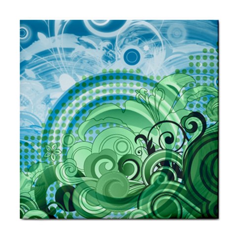 Blue Green Circle Design Tile Coaster from ArtsNow.com Front