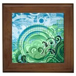 Blue Green Circle Design Framed Tile