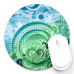 Blue Green Circle Design Round Mousepad