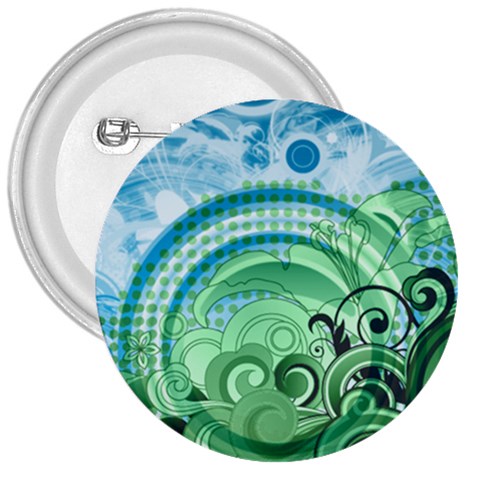 Blue Green Circle Design 3  Button from ArtsNow.com Front