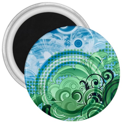 Blue Green Circle Design 3  Magnet from ArtsNow.com Front