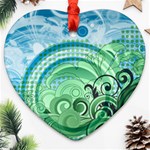 Blue Green Circle Design Ornament (Heart)