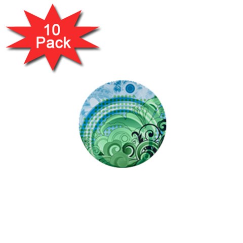 Blue Green Circle Design 1  Mini Button (10 pack)  from ArtsNow.com Front