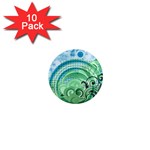 Blue Green Circle Design 1  Mini Magnet (10 pack) 