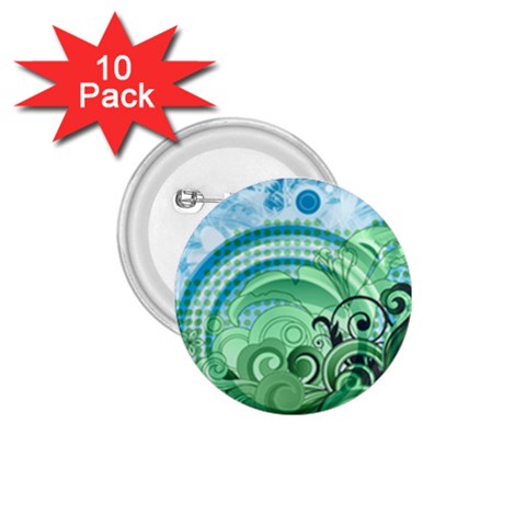 Blue Green Circle Design 1.75  Button (10 pack)  from ArtsNow.com Front