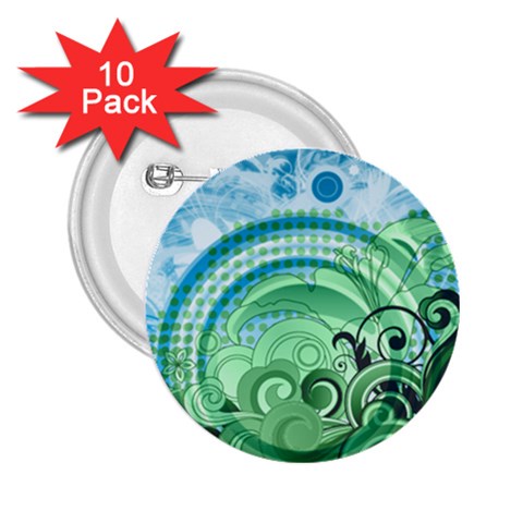 Blue Green Circle Design 2.25  Button (10 pack) from ArtsNow.com Front