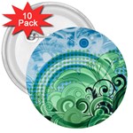 Blue Green Circle Design 3  Button (10 pack)