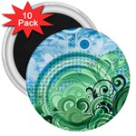 Blue Green Circle Design 3  Magnet (10 pack)