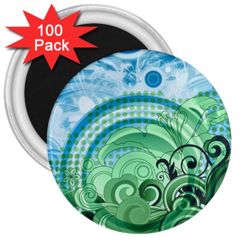 Blue Green Circle Design 3  Magnet (100 pack) from ArtsNow.com Front