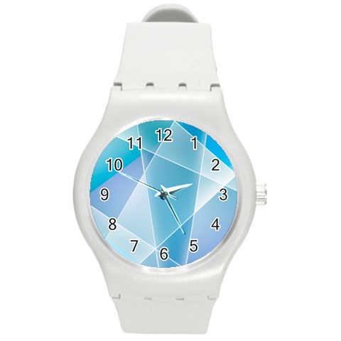 Blue Lights Round Plastic Sport Watch (M) from ArtsNow.com Front