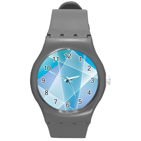 Blue Lights Round Plastic Sport Watch (M) from ArtsNow.com Front