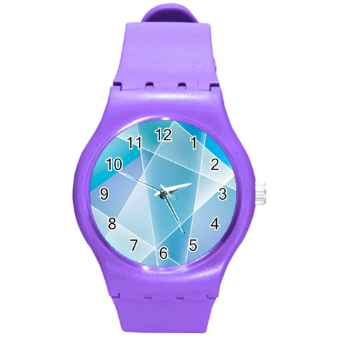 Blue Lights Round Plastic Sport Watch (M) from ArtsNow.com Front