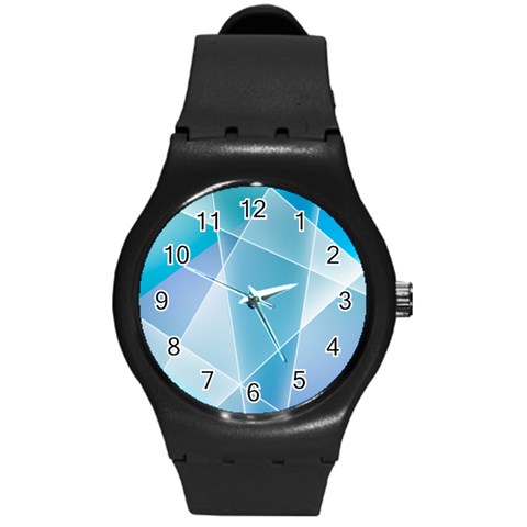 Blue Lights Round Plastic Sport Watch (M) from ArtsNow.com Front