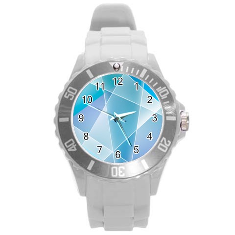 Blue Lights Round Plastic Sport Watch (L) from ArtsNow.com Front