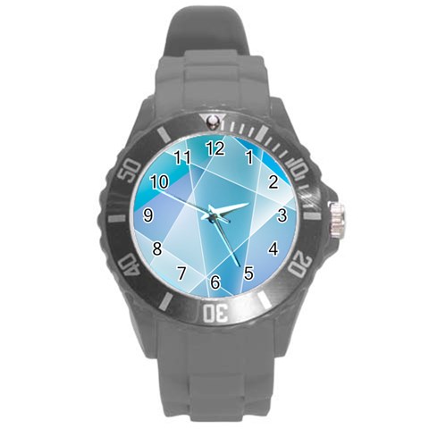 Blue Lights Round Plastic Sport Watch (L) from ArtsNow.com Front