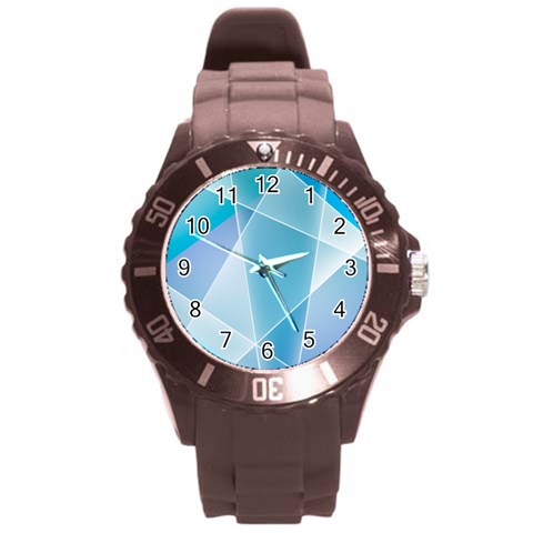 Blue Lights Round Plastic Sport Watch (L) from ArtsNow.com Front