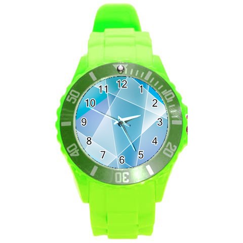 Blue Lights Round Plastic Sport Watch (L) from ArtsNow.com Front