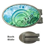 Blue Green Circle Design Money Clip (Oval)