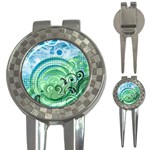 Blue Green Circle Design 3-in-1 Golf Divot