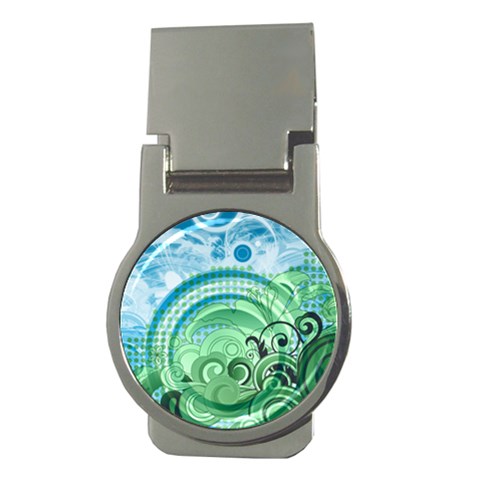 Blue Green Circle Design Money Clip (Round) from ArtsNow.com Front