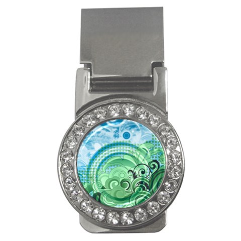 Blue Green Circle Design Money Clip (CZ) from ArtsNow.com Front