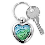 Blue Green Circle Design Key Chain (Heart)