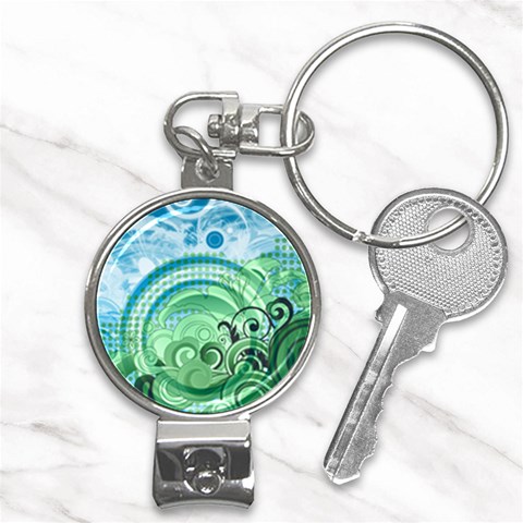 Blue Green Circle Design Nail Clippers Key Chain from ArtsNow.com Front